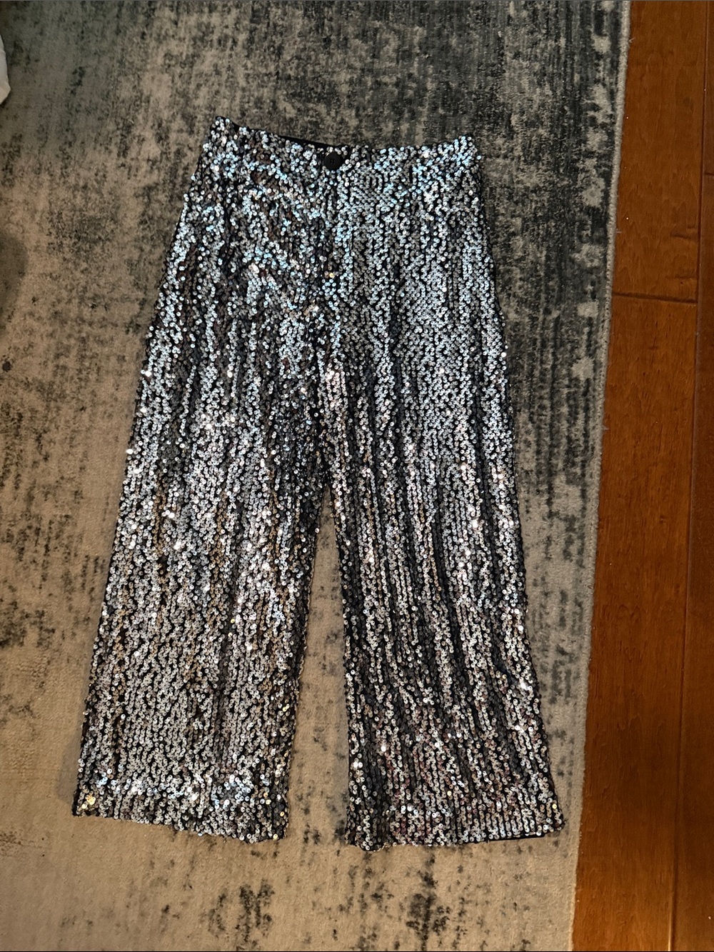 Maeve Silver Sequin Wide-Leg Pants
